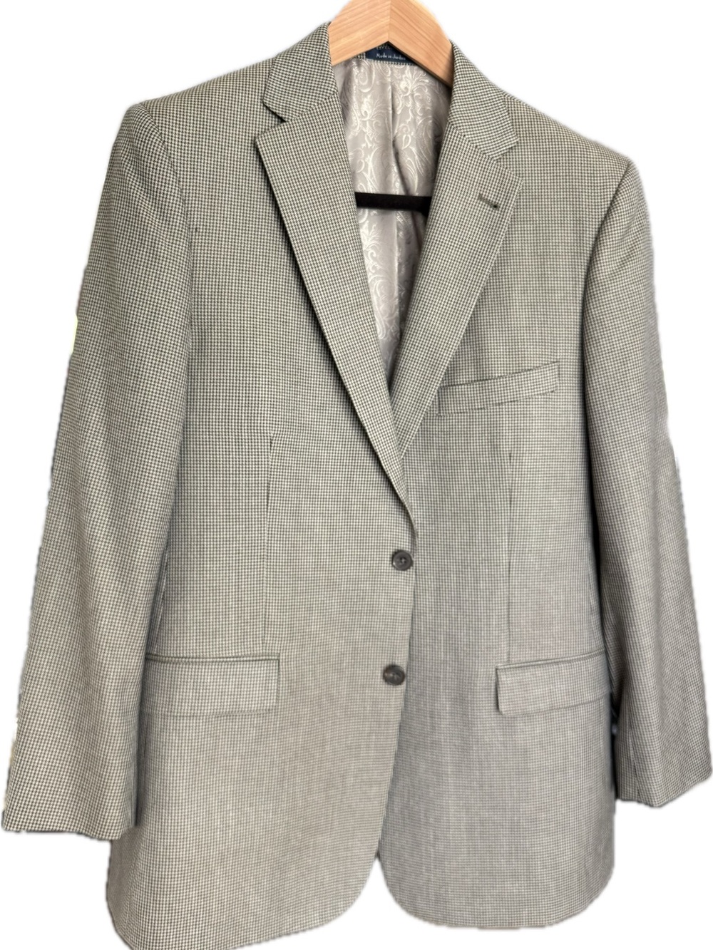 Men's Light Gray Micro-Pattern Two-Button Blazer